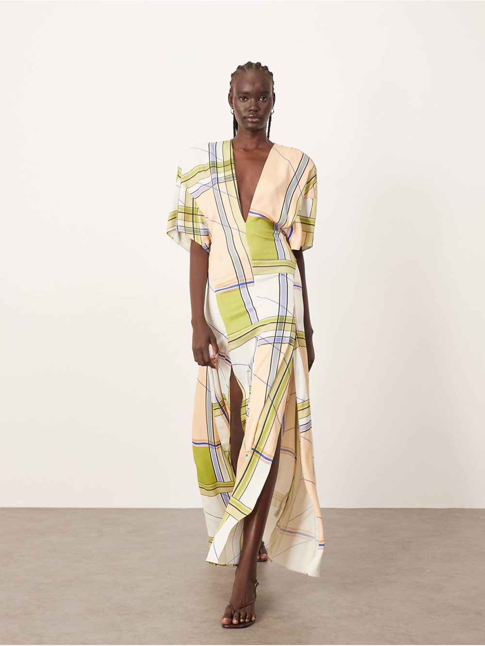 ARRANGE modern maxi tea dress in Check Print size 4